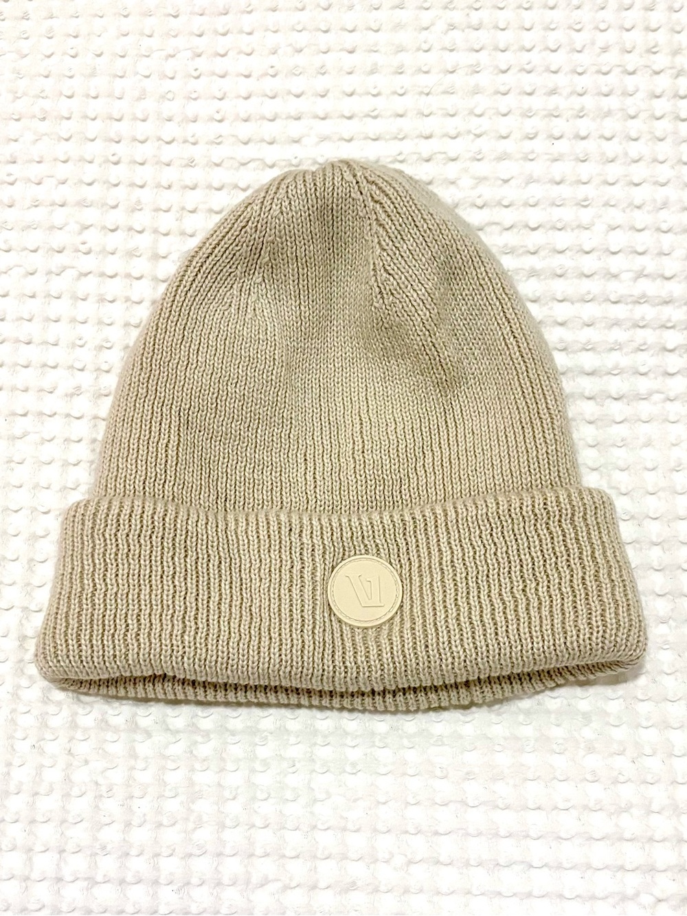 Vuori Beige Knit Cuffed Beanie